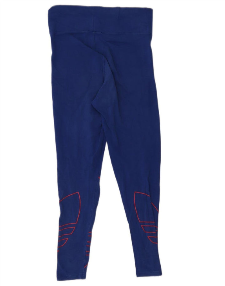 Adidas Dame Grafiske Leggings UK 14 Medium Blue Bomuld
