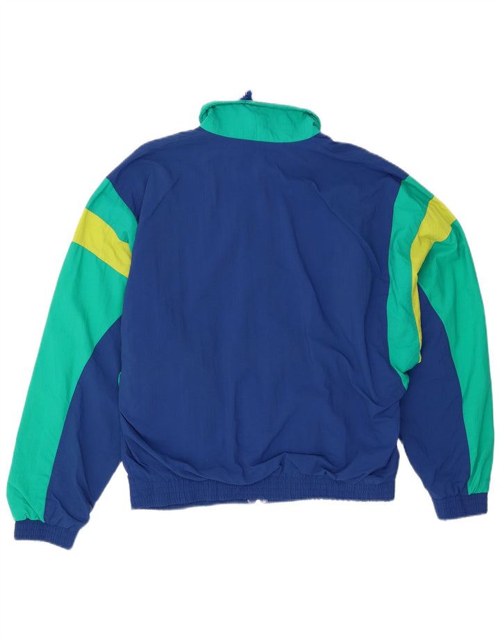 VINTAGE Womens Tracksuit Top Jacket UK 14 Medium Blue Colourblock