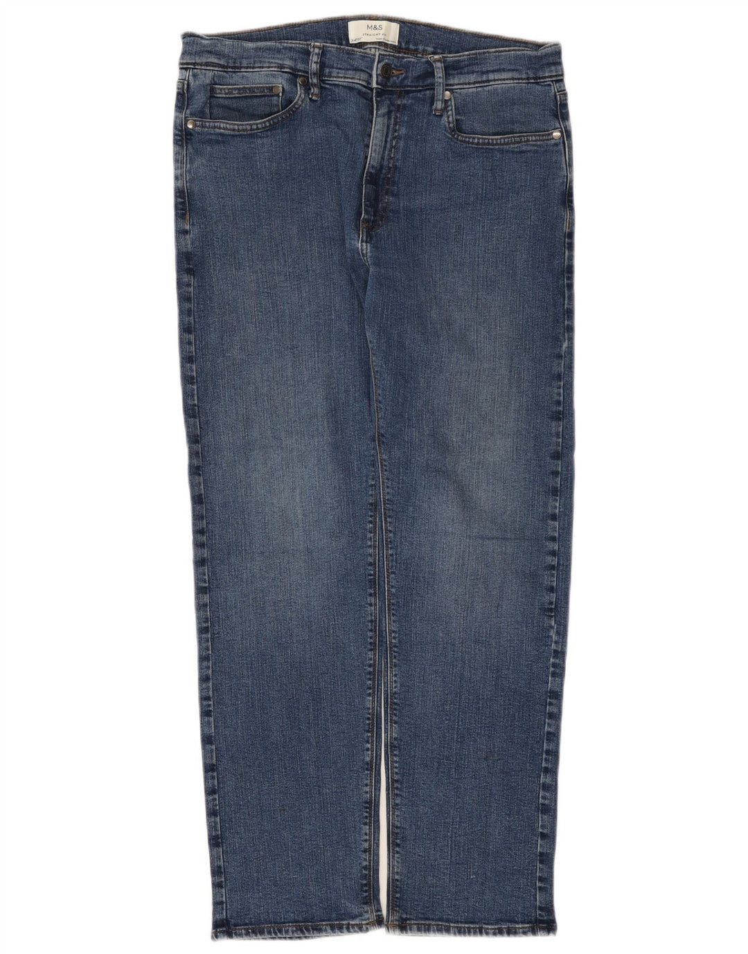 Marks & Spencer Straight Jeans til mænd W34 L31 Blå bomuld