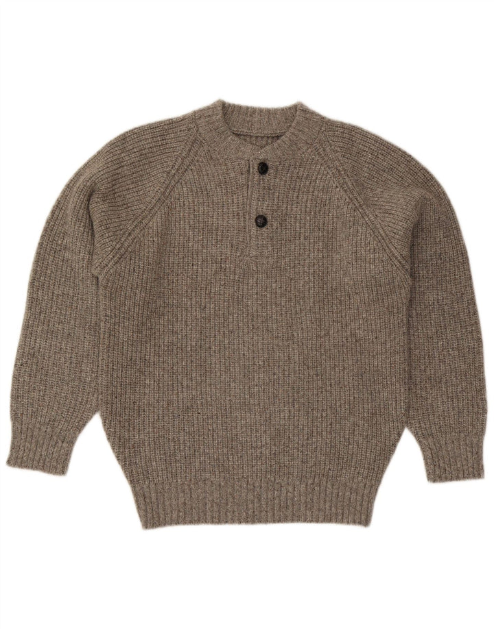 Vintage herre sweater med rund hals, mellemgrå