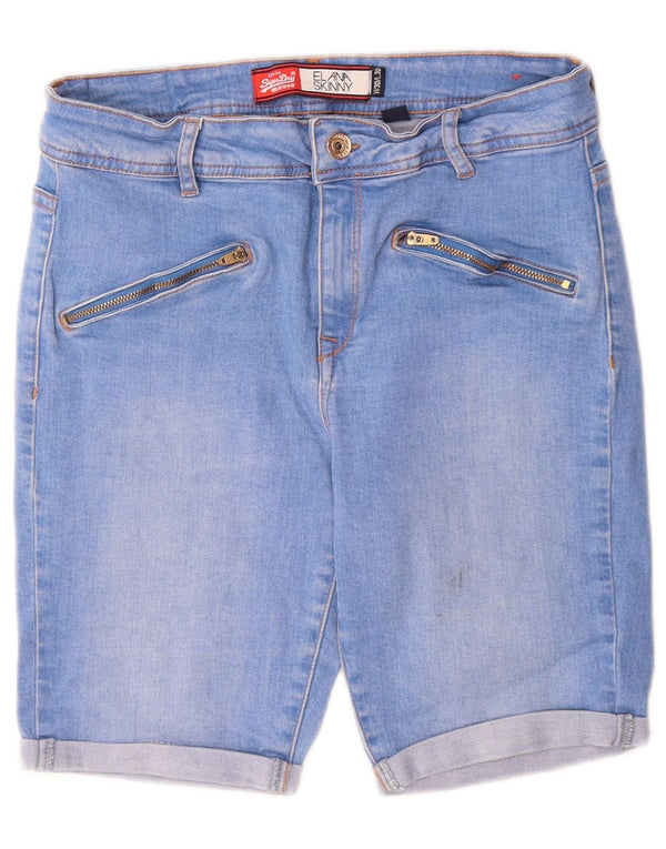Superdry Dame Elana Skinny Denim Shorts W30 Medium Blue Bomuld