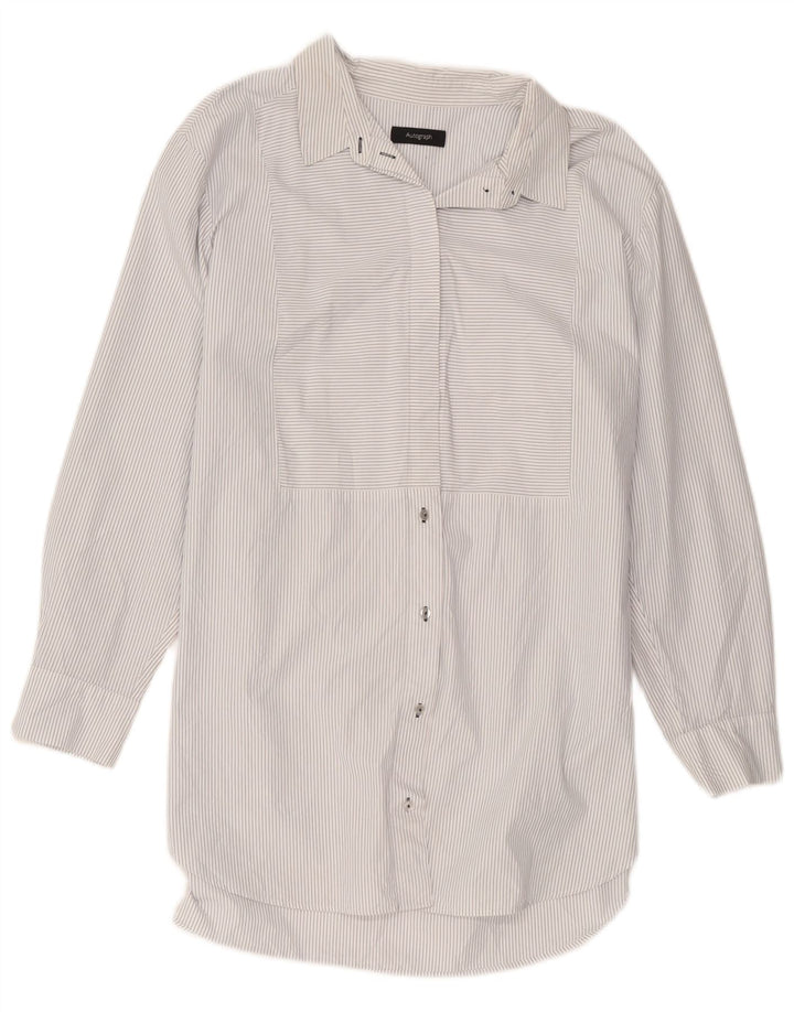 Marks & Spencer Kvinders Autograph Skjortekjole UK 14 Mellem hvid stribet