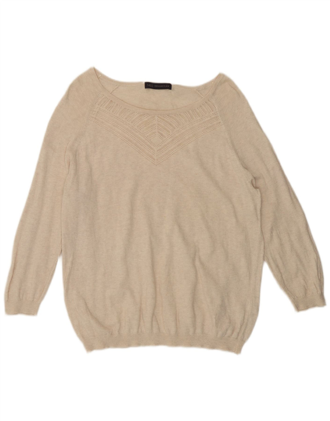 Marks & Spencer Dame Boat Neck Jumper Sweater UK 16 Large Beige
