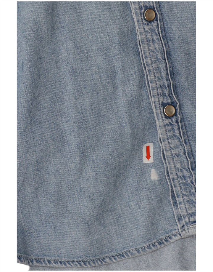 RIFLE Mens Denim Shirt Large Blue Cotton