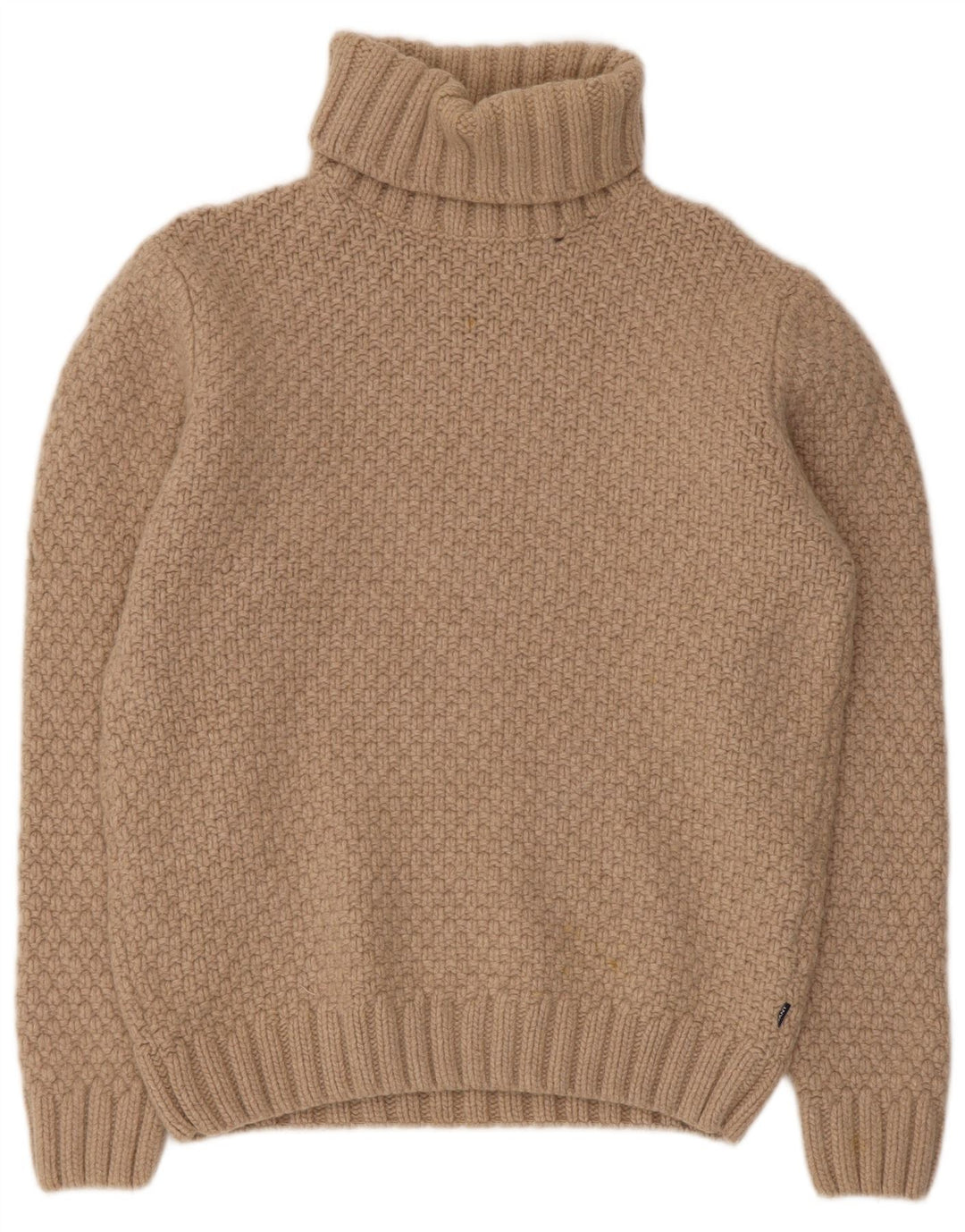 Gant Dame Roll Neck Jumper Sweater UK 16 Stor Beige Uld