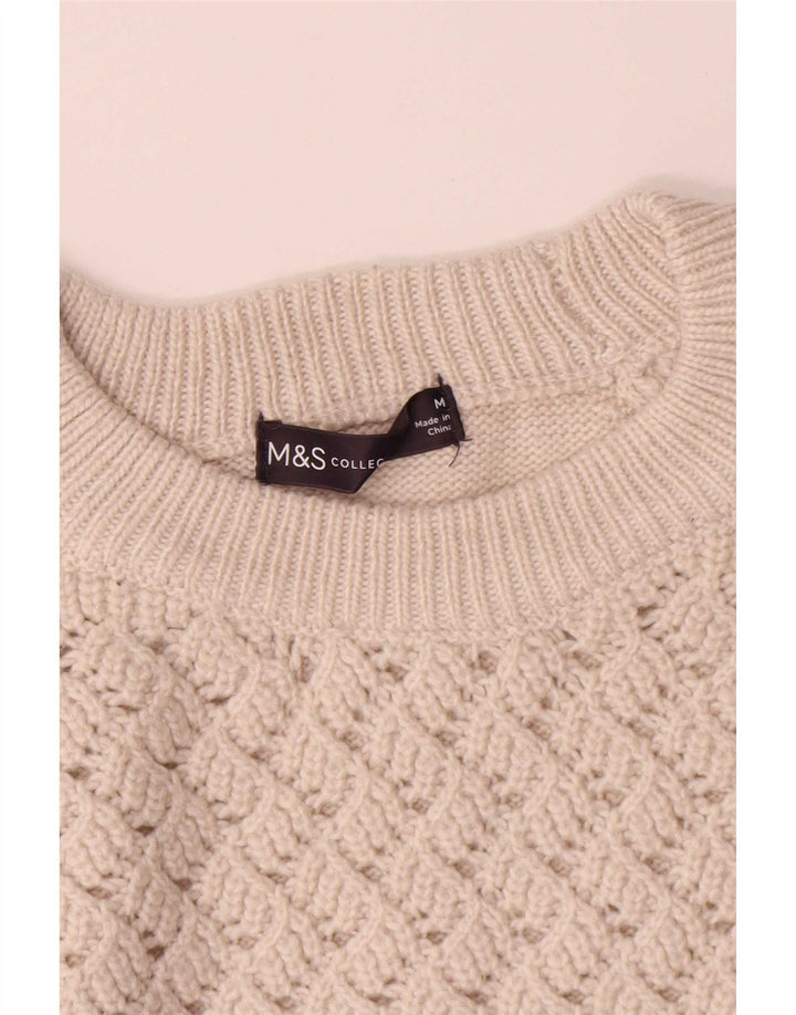 Marks & Spencer Dame Boat Neck Jumper Sweater UK 14 Medium Off White