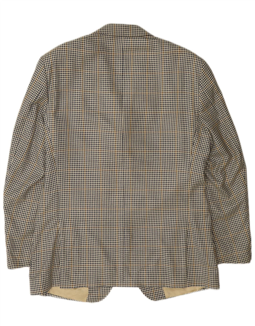 Massimo Dutti Herre 3 Button Blazer Jacket UK 40 Large Beige Houndstooth