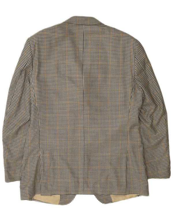 Massimo Dutti Herre 3 Button Blazer Jacket UK 40 Large Beige Houndstooth