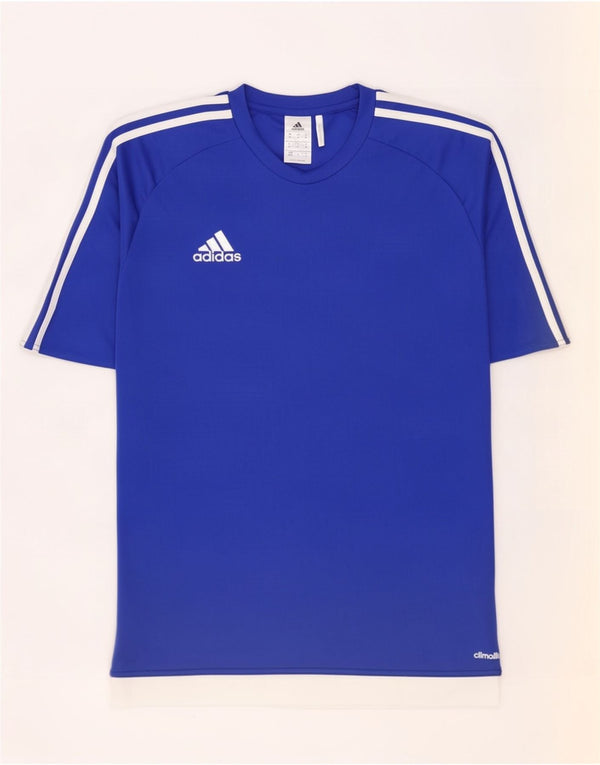 Adidas Herre Climalite T-Shirt Top Medium Blue Colourblock Polyester