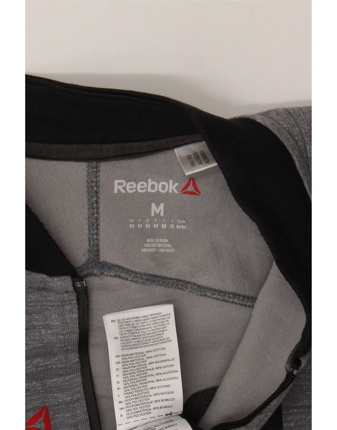 REEBOK Mens Tracksuit Top Jacket Medium Grey Colourblock Cotton