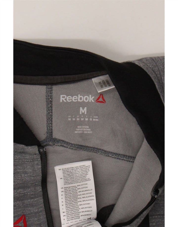 REEBOK Mens Tracksuit Top Jacket Medium Grey Colourblock Cotton