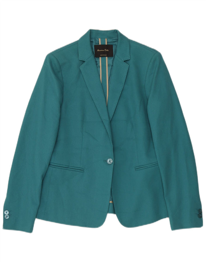 Massimo Dutti Dame 1 Knap Blazer Jakke EU 40 Medium Blå Bomuld