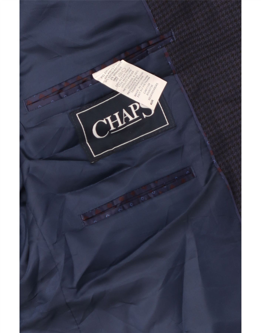 Chaps Herre 2-knaps blazerjakke UK 40 Medium Navy Blue Houndstooth