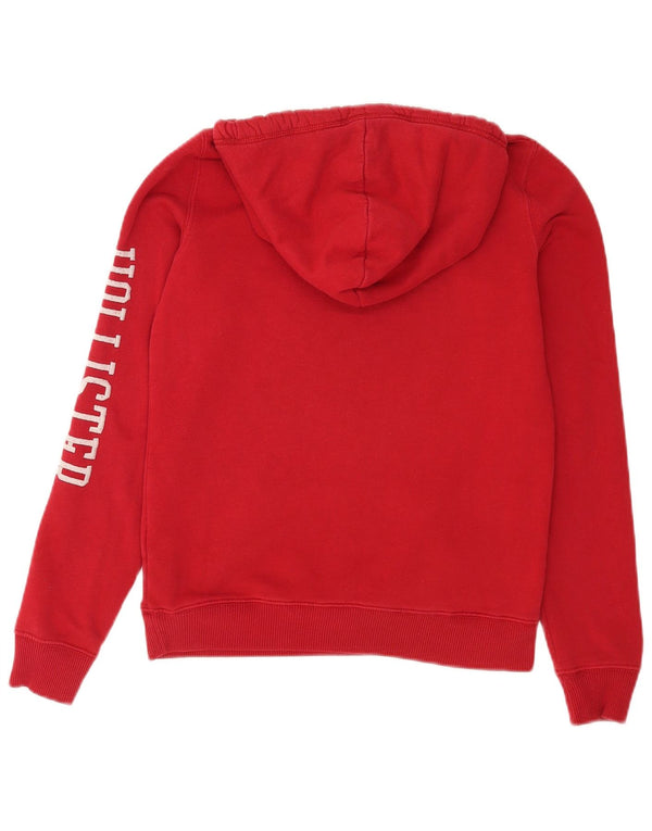 Hollister Dame Grafisk Relaxed Fit Hoodie Jumper UK 4 XS Rød Bomuld