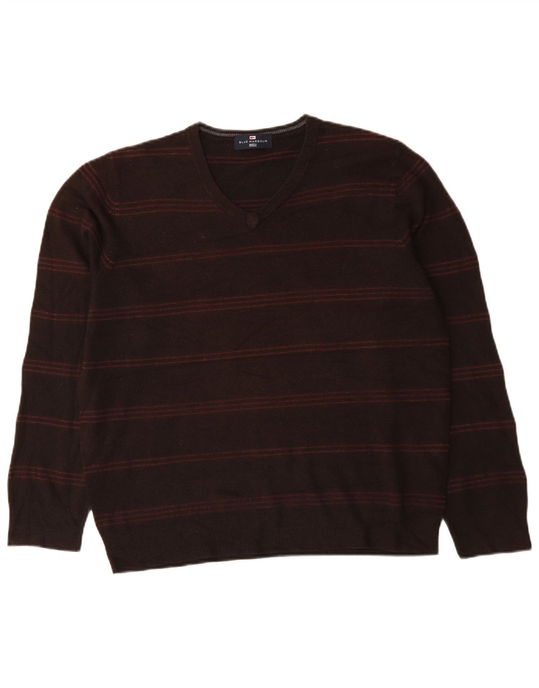 Marks & Spencer Herre Blue Harbor V-hals sweater Stor brun stribet