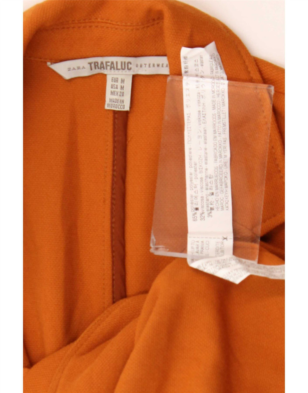 Zara Dame Trafaluc Longline Gilet UK 12 Medium Orange Polyester