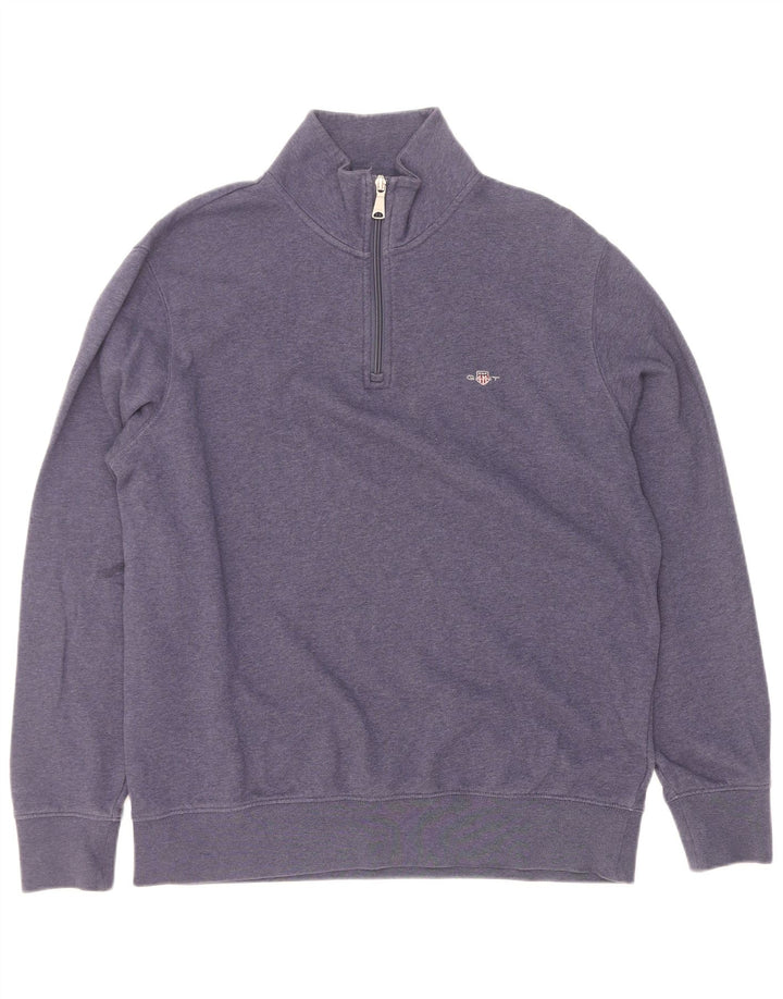 Gant Sweatshirt med lynlås til mænd, medium marineblå bomuld