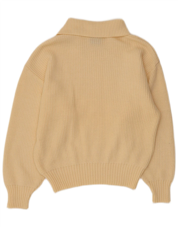 Vintage Dame Shawl Neck Sweater IT 42 Medium Gul Akryl