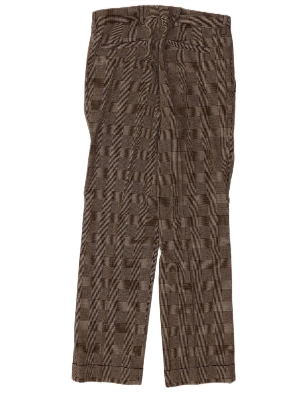 Zara Straight Suit Bukser til mænd EU 40 Medium W31 L31 Brun ternet uld