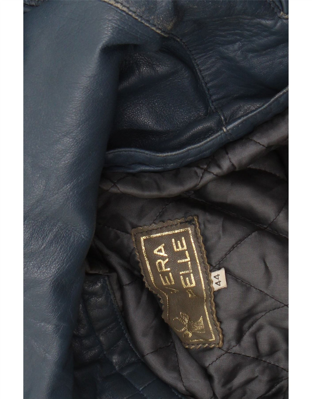 VINTAGE Dame Læderjakke IT 44 Medium Blue Læder