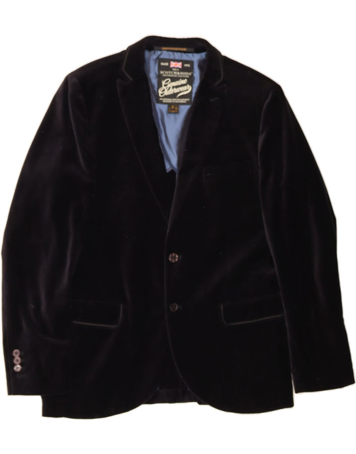 SCOTCH & SODA Herre Velvet 2 Button Blazer Jacket IT 52 XL Sort Bomuld