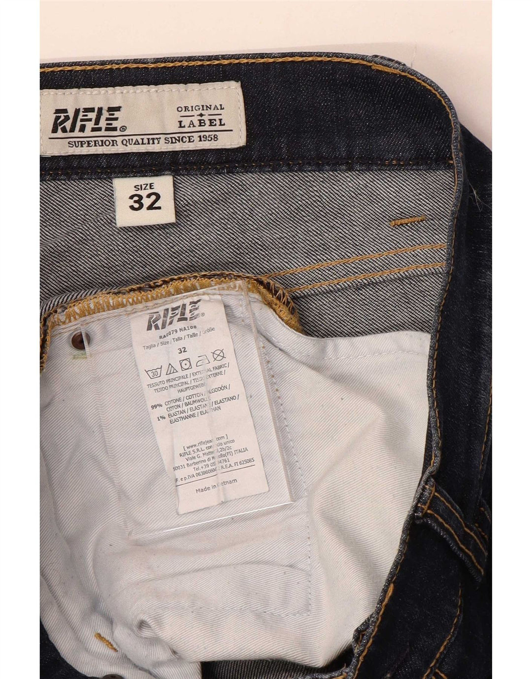 Rifle Herre Slim Jeans W32 L31 Marineblå Bomuld