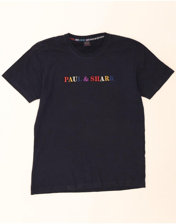 PAUL & SHARK Herre grafisk T-shirt top XL marineblå bomuld