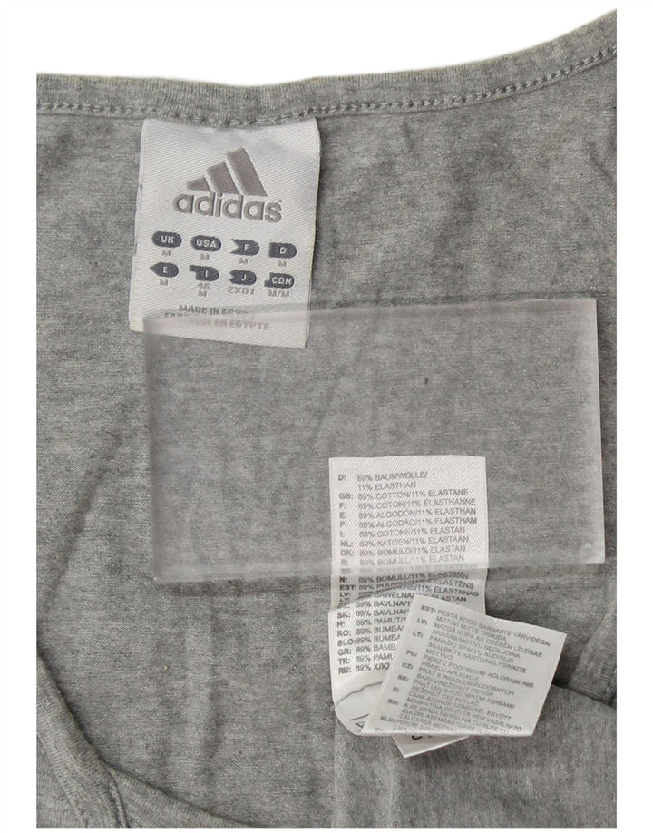 ADIDAS Kvinders Grafisk Vest Top UK 12 Medium Grå Bomuld