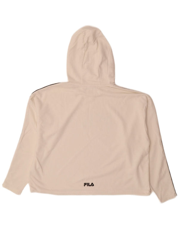 Fila Dame Grafisk Oversized Hoodie Jumper UK 14 Medium White Colourblock