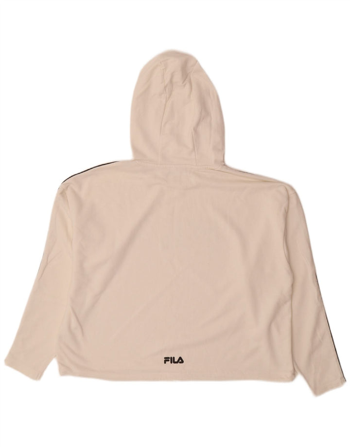 Fila Dame Grafisk Oversized Hoodie Jumper UK 14 Medium White Colourblock