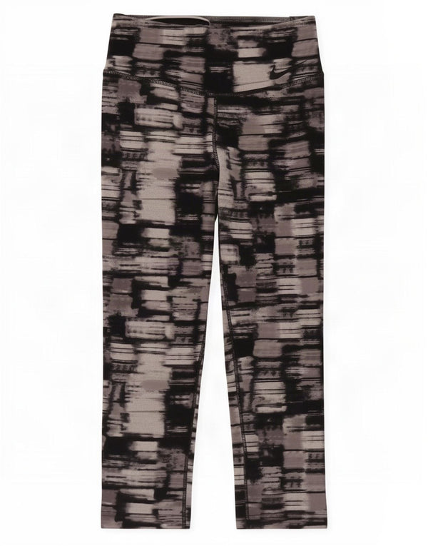 Nike Dame Dri Fit Capri Leggings UK 4 XS Grå Geometrisk Nylon