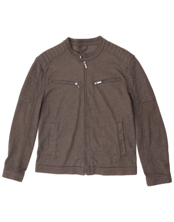 Zara Herre lynlås quiltet bomberjakke UK 40 Large Grå