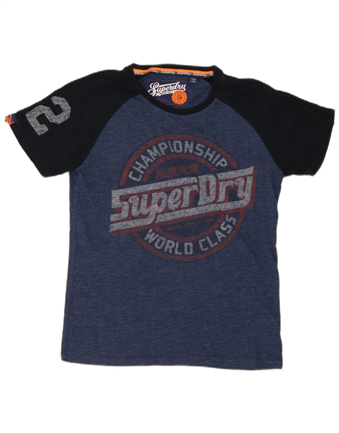 Superdry Grafisk T-shirt til mænd, mellemblå farveblok bomuld