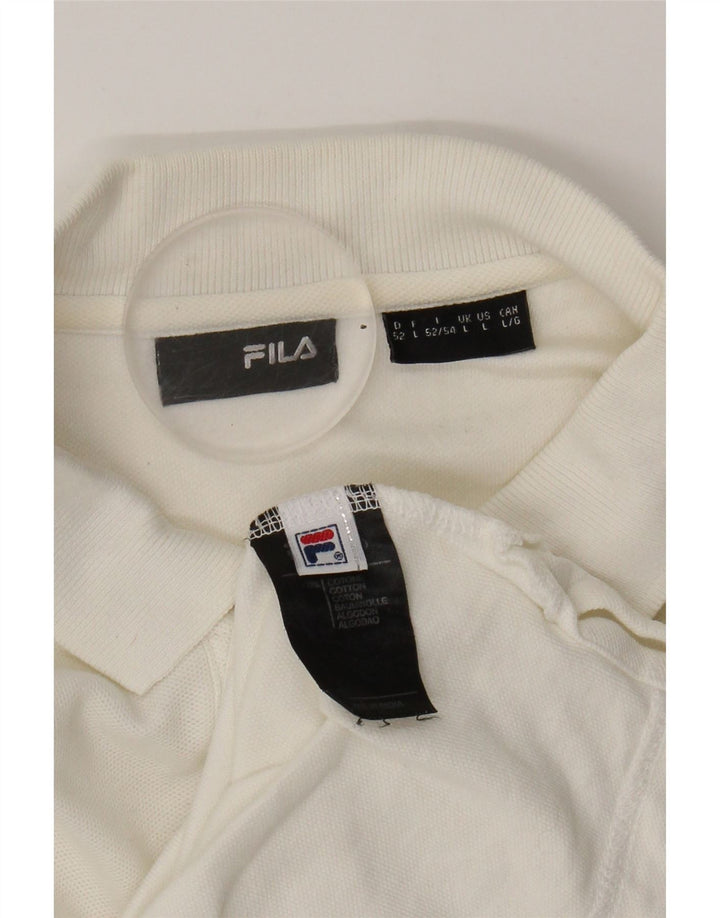 FILA Mens Polo Shirt Large White Cotton Vintage Fila and Second-Hand Fila from Messina Hembry 