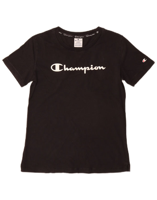 Champion Dame Grafisk T-Shirt Top UK 14 Large Sort
