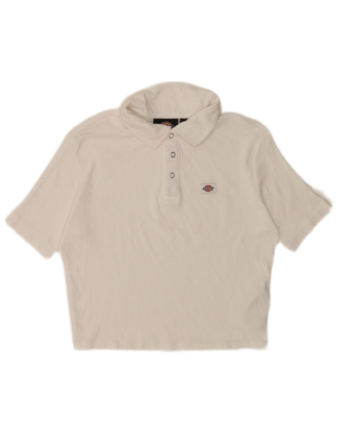 DICKIES Dame Crop Polo Shirt UK 12 Medium White Bomuld