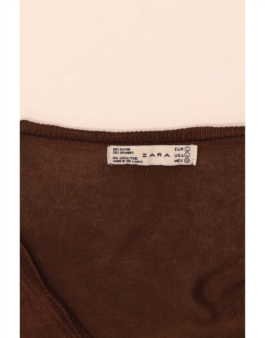 Zara Dame Cardigan Sweater UK 16 Large Brown Rayon