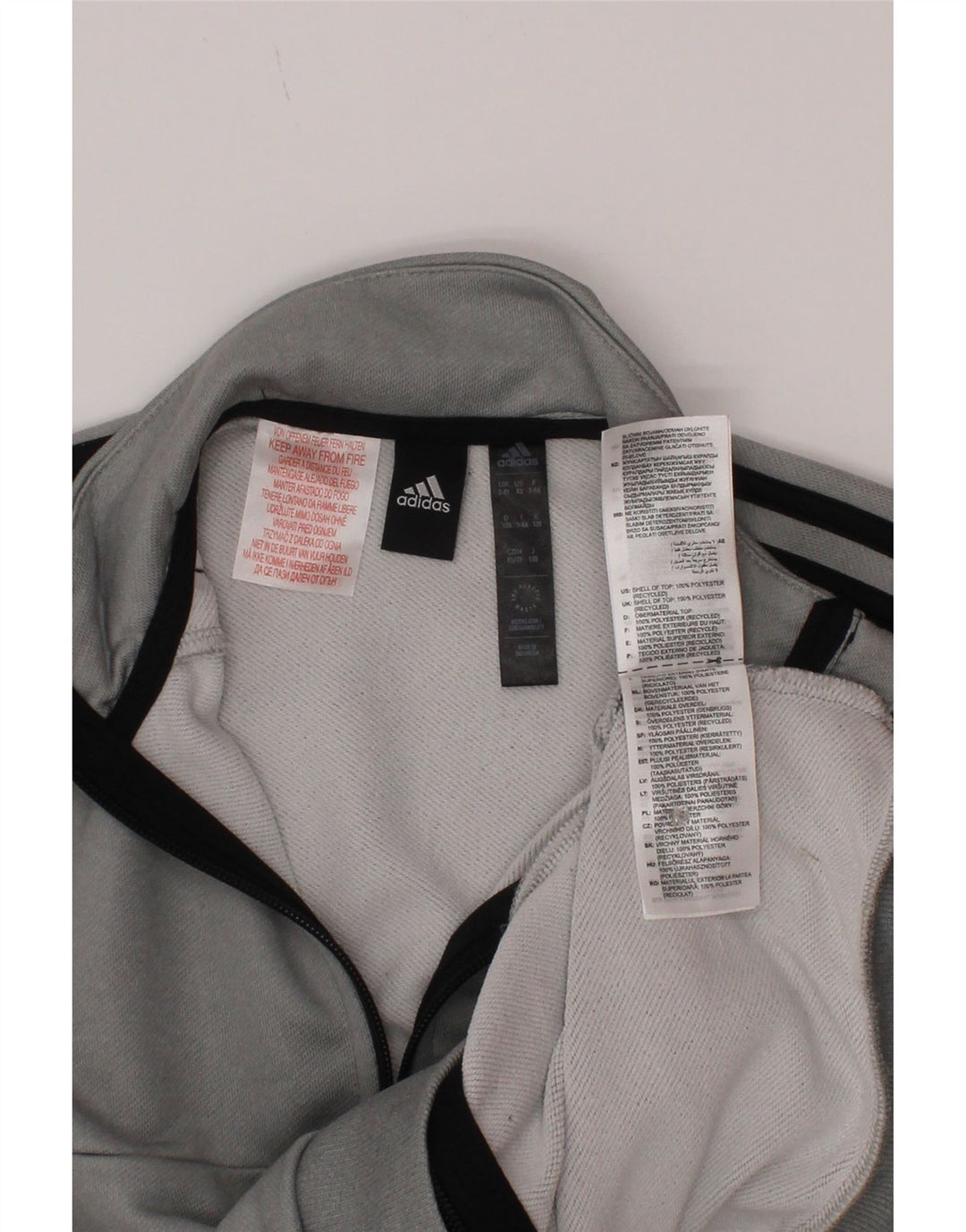 Adidas Boys Aeroready Tracksuit Topjakke 7-8 År Grå Polyester