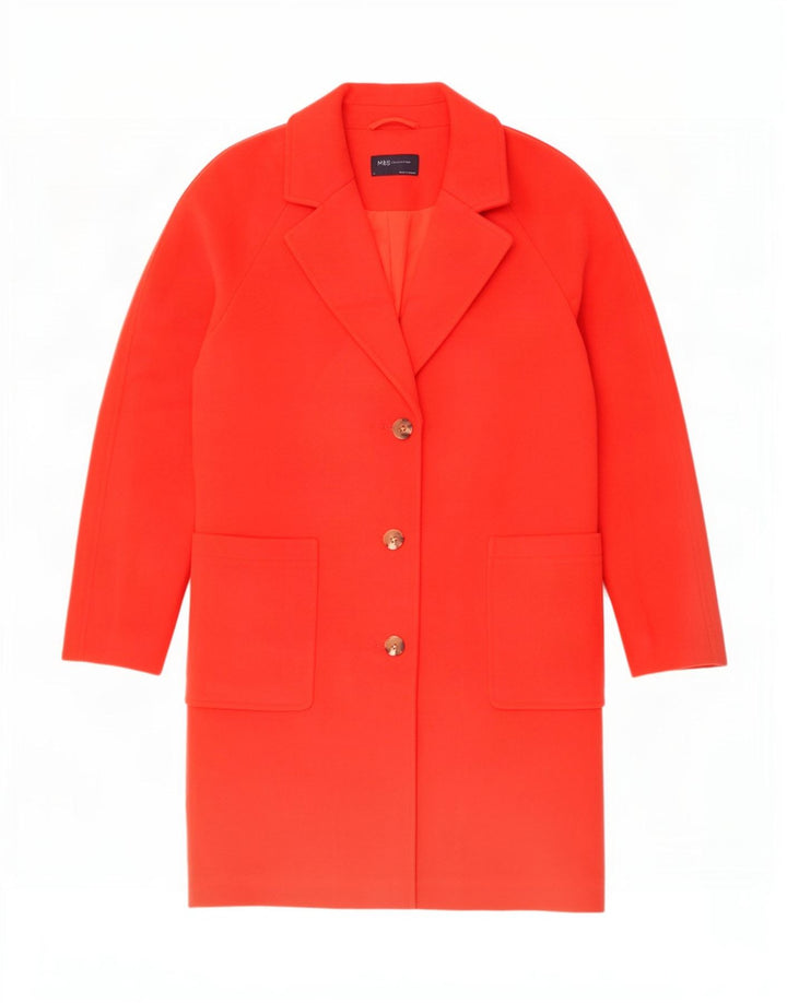 Marks & Spencer Dame Overfrakke UK 14 Large Rød Polyester