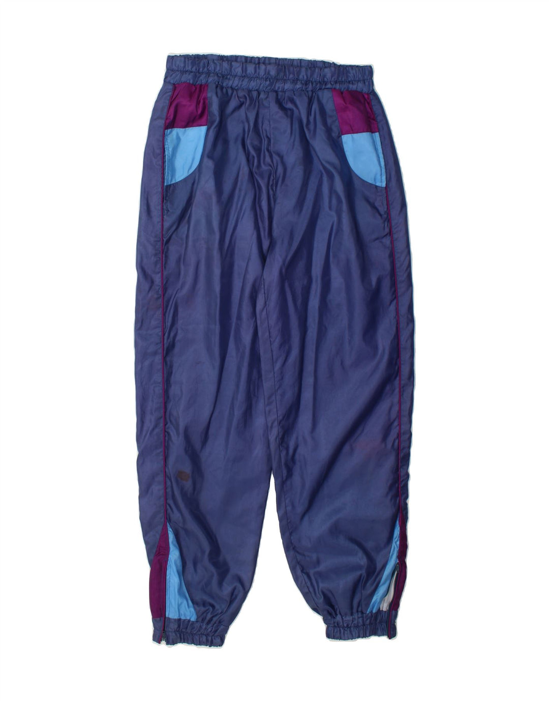 VINTAGE Mens Tracksuit Trousers Joggers Small  Navy Blue Colourblock Vintage Vintage and Second-Hand Vintage from Messina Hembry 