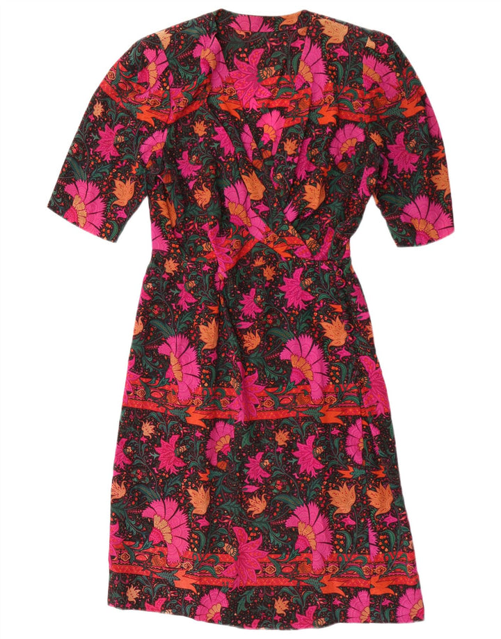 Vintage Dame A-Line Kjole UK 14 Medium Multicolored Floral