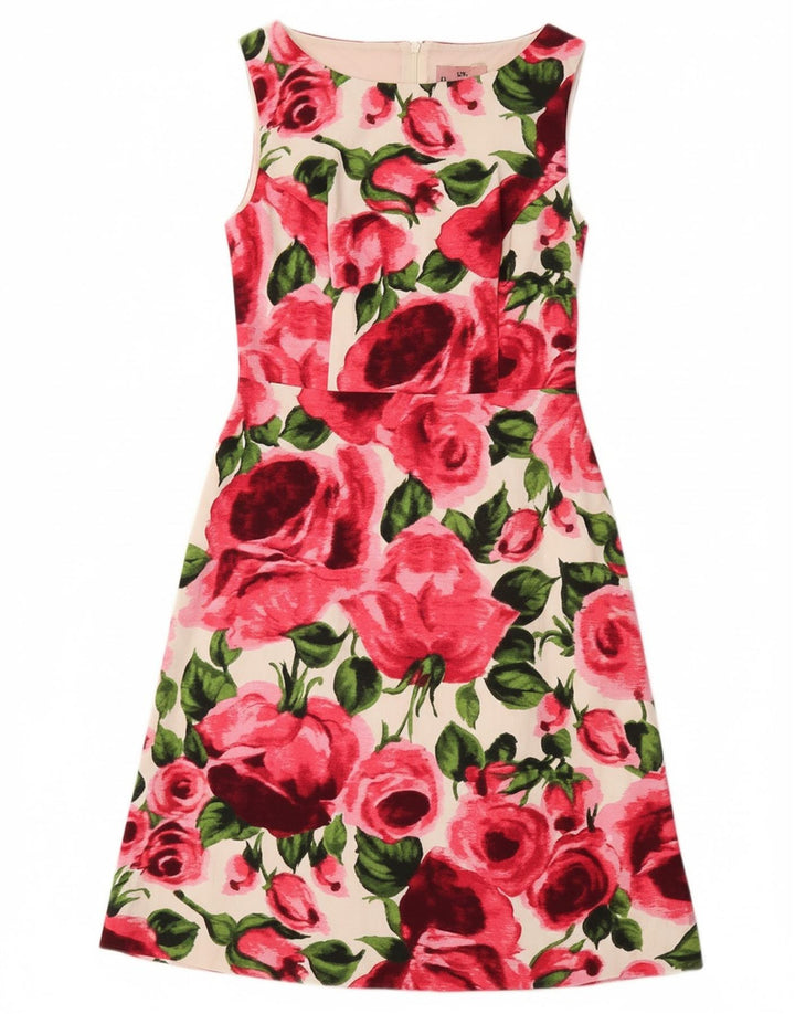 FASE otte Dame A-Line Kjole UK 10 Small Multicolored Floral