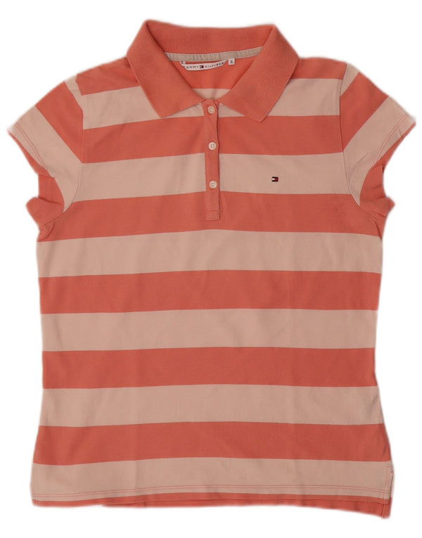 Tommy Hilfiger Womens Polo Shirt UK 18 XL Pink Striped Cotton