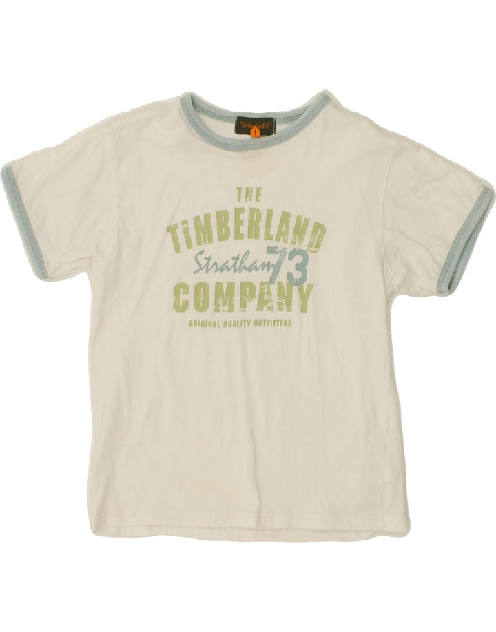 TIMBERLAND Boys Graphic T-Shirt Top 5-6 Years White Cotton Vintage Timberland and Second-Hand Timberland from Messina Hembry 