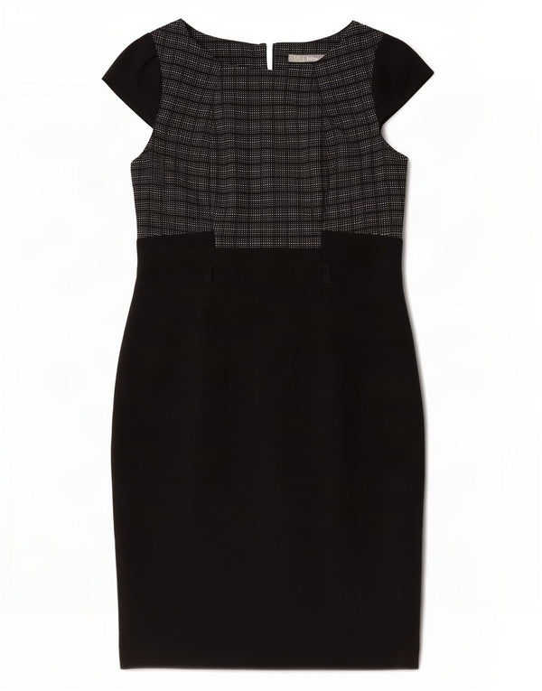 Marks & Spencer Kvinders Skede Kjole UK 14 Medium Sort Ternet polyester