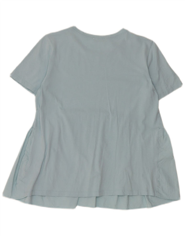 Zara Dame Bluse Top UK 12 Medium Blue Bomuld