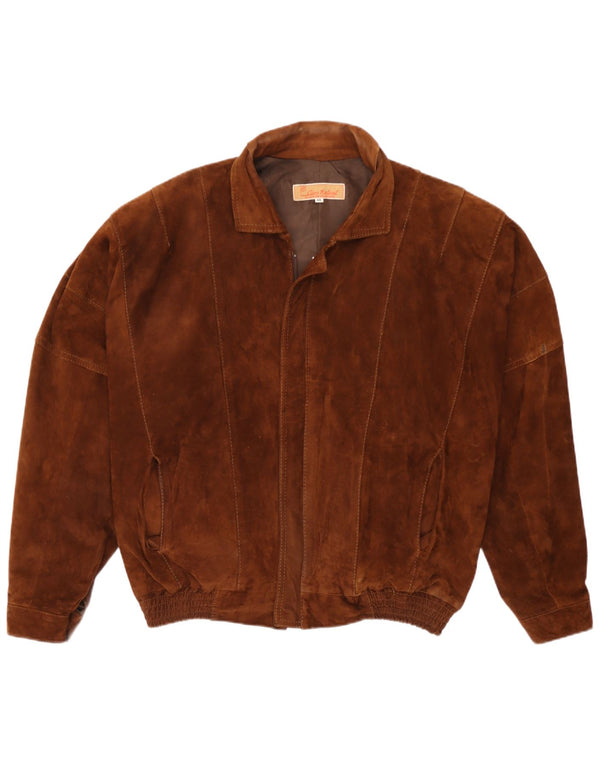 Vintage herre bomber ruskindsjakke UK 44 2XL brunt læder