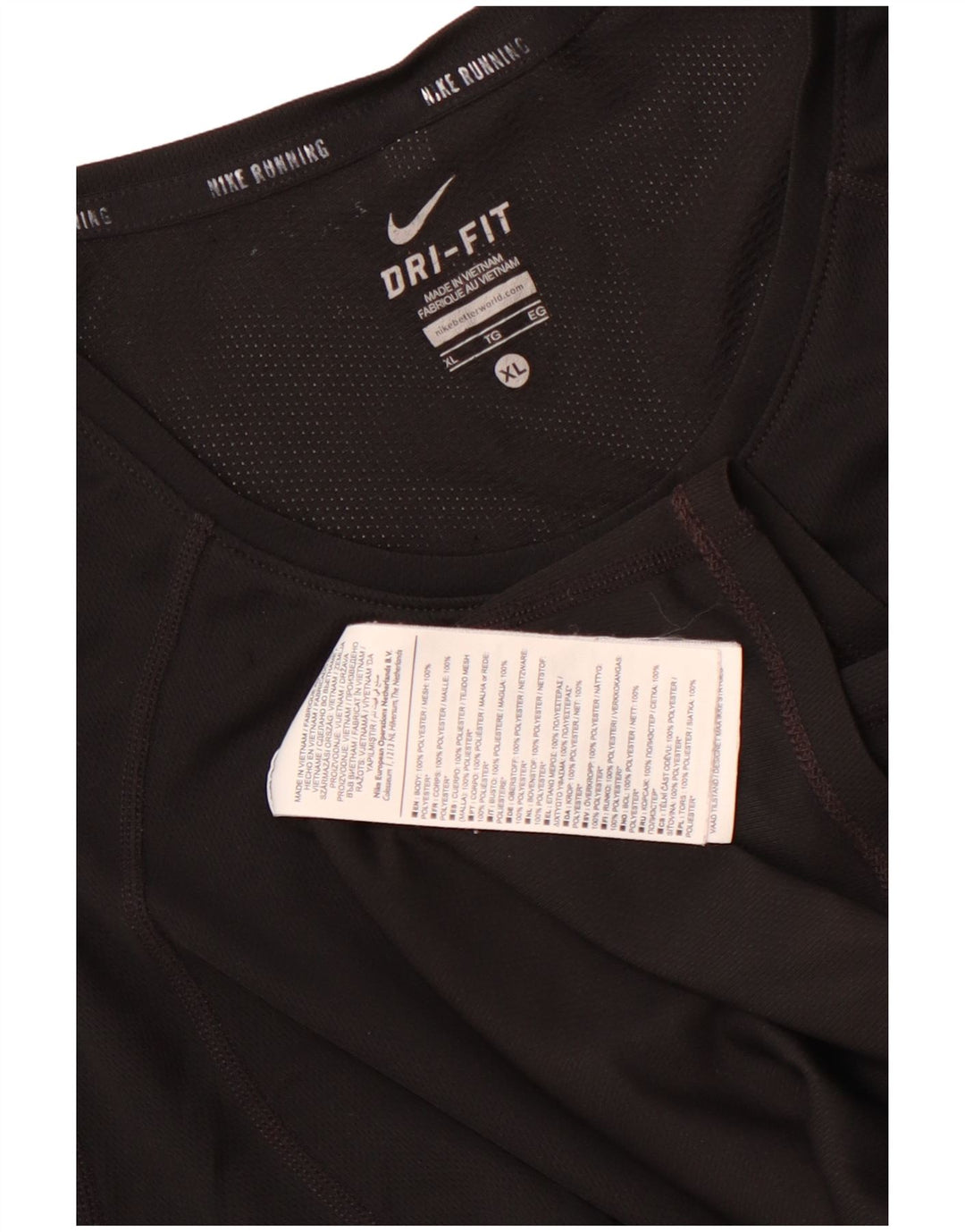 Nike Dame Dri Fit T-Shirt Top UK 18 XL Sort Polyester