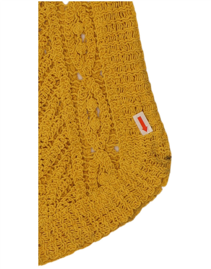 Zara Womens Crop Hæklet Vest Top UK 12 Medium Yellow