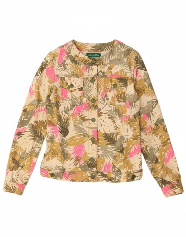 Benetton piger denimjakke 11-12 år 2XL Beige blomsterbomuld